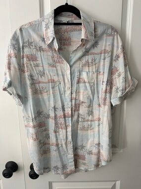 aerie Pale Blue Hawaiian-Style Button-Up Shirt
